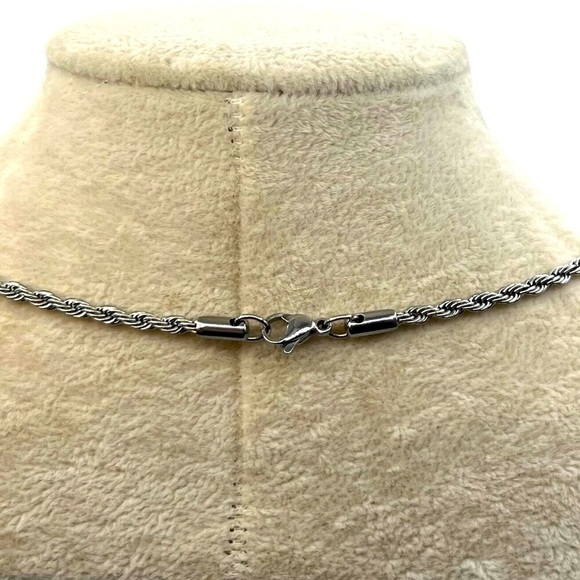 Stainless Steel Chain Necklace With Orange Rhinestone Cross Pendant.   A83 - Picture 8 of 9